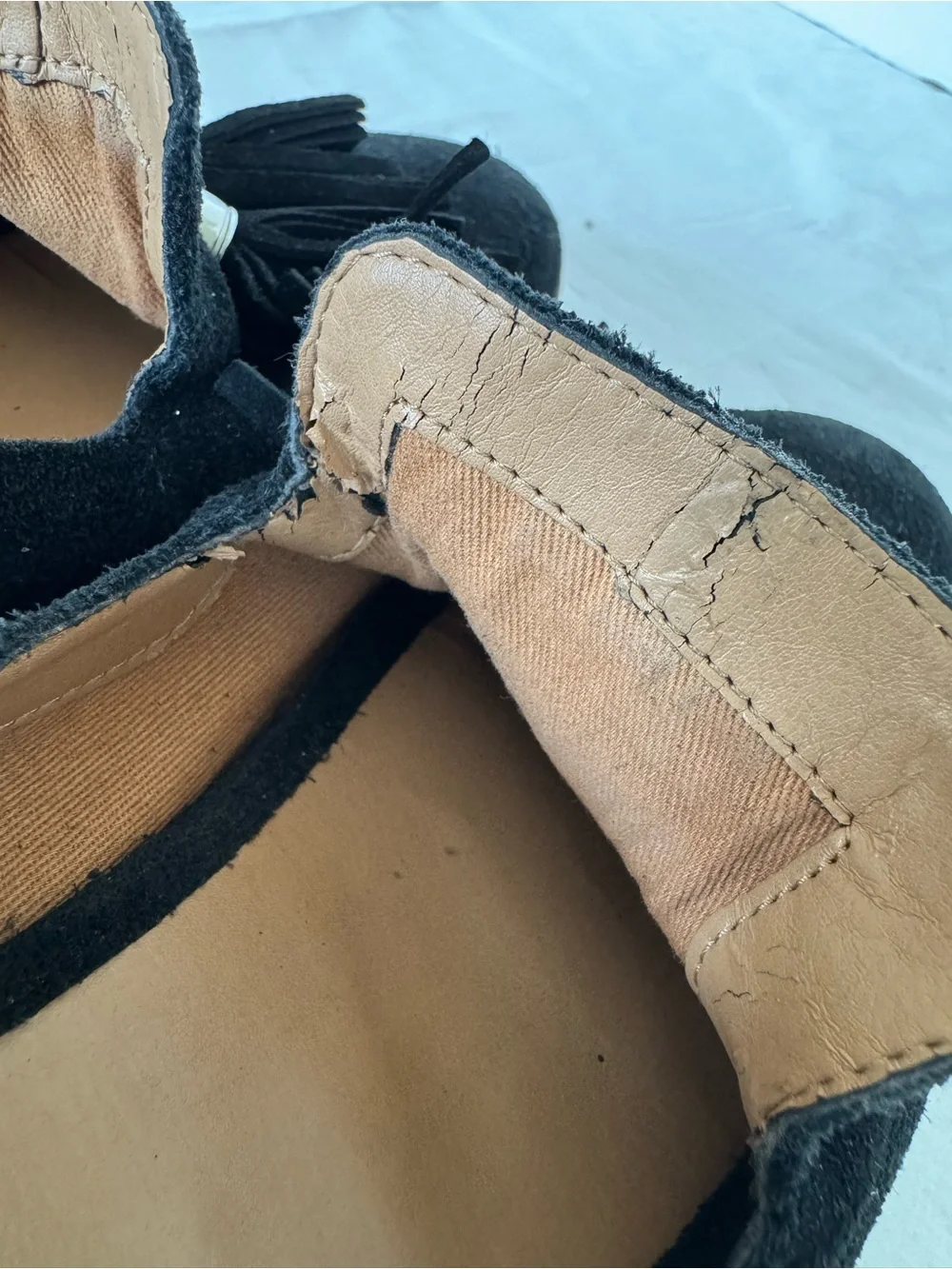 Franco Sarto Black Suede Tassel Loafers 8.5M